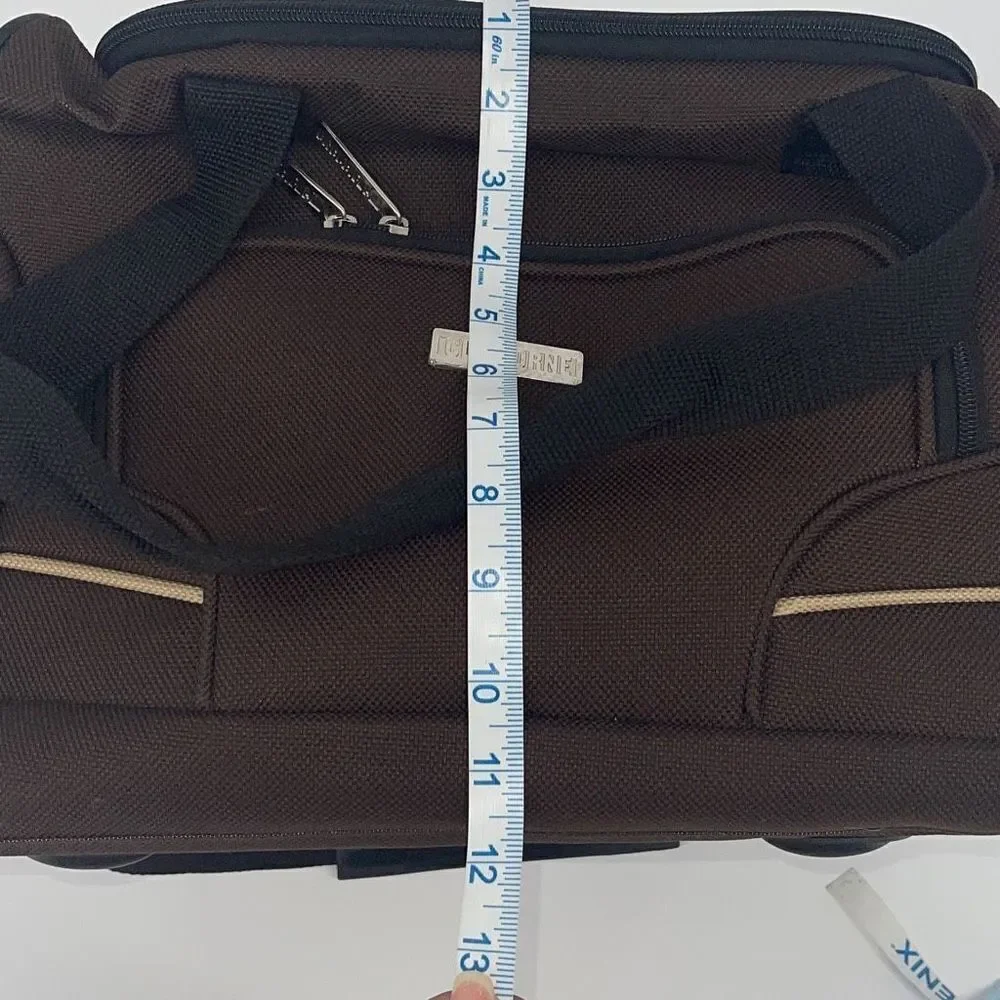 Claiborne Carry On Bag‎ Luggage Zip Pockets Detachable Strap Brown